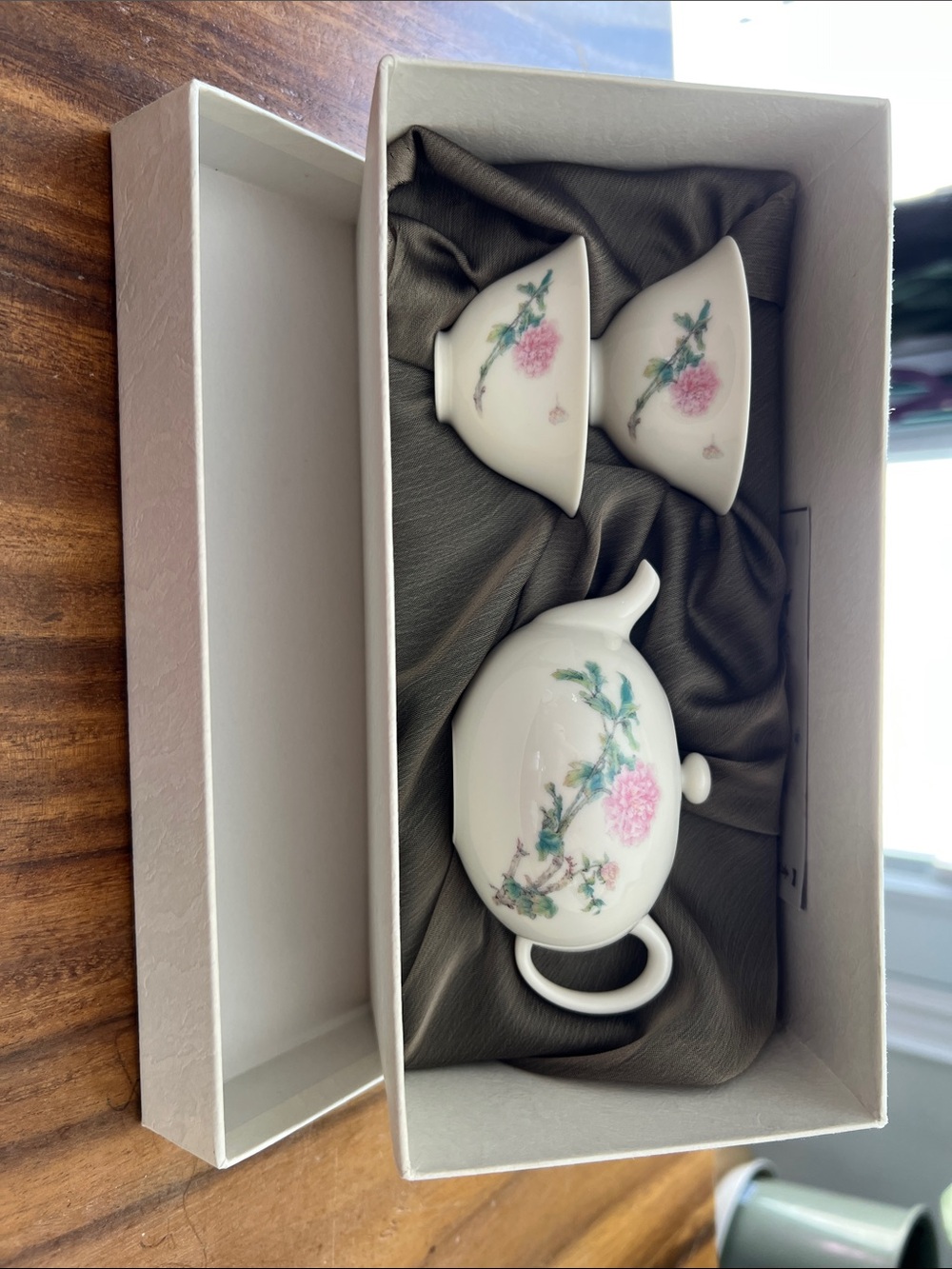 Porcelain Tea Set with Pink Floral Motif